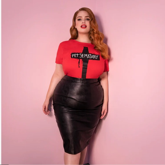 BAD GIRL PENCIL SKIRT IN VEGAN LEATHER - VIXEN BY MICHELINE PITT XL - Picture 5 of 6